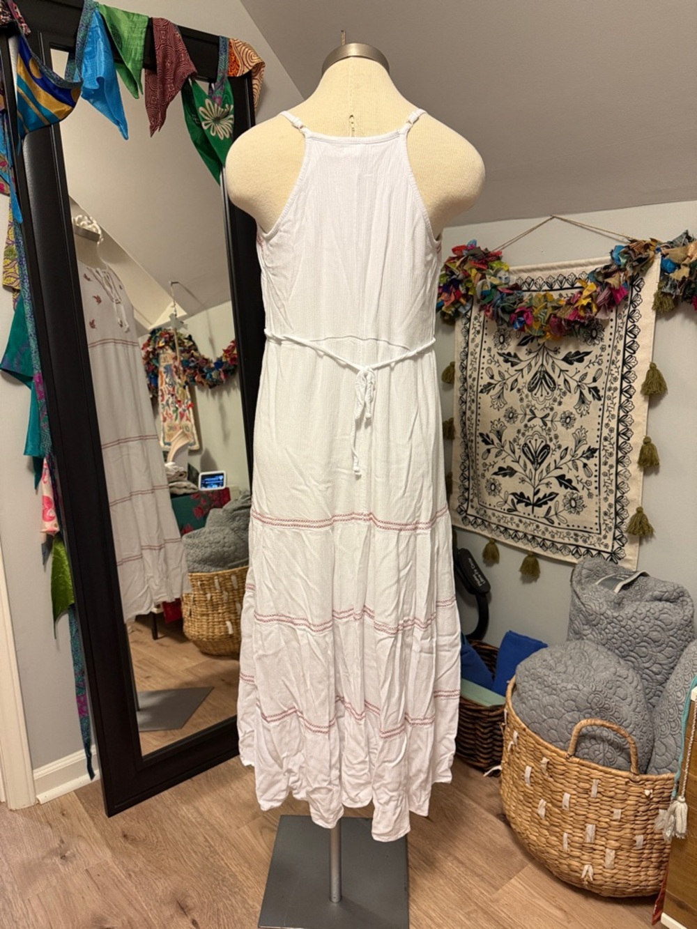 Maurices Cream Maxi Dress with Red Embroidery - Picture 5 of 9
